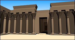 Model of a temple courtyard